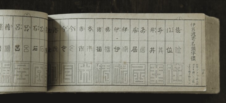 a manual showing correspondences between kakuji and other scripts